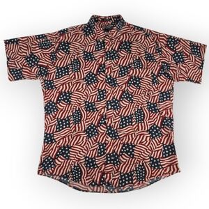 Vintage Chaps By Ralph Lauren Button-Up Shirt Men's 2XLT USA Flag Pattern EUC